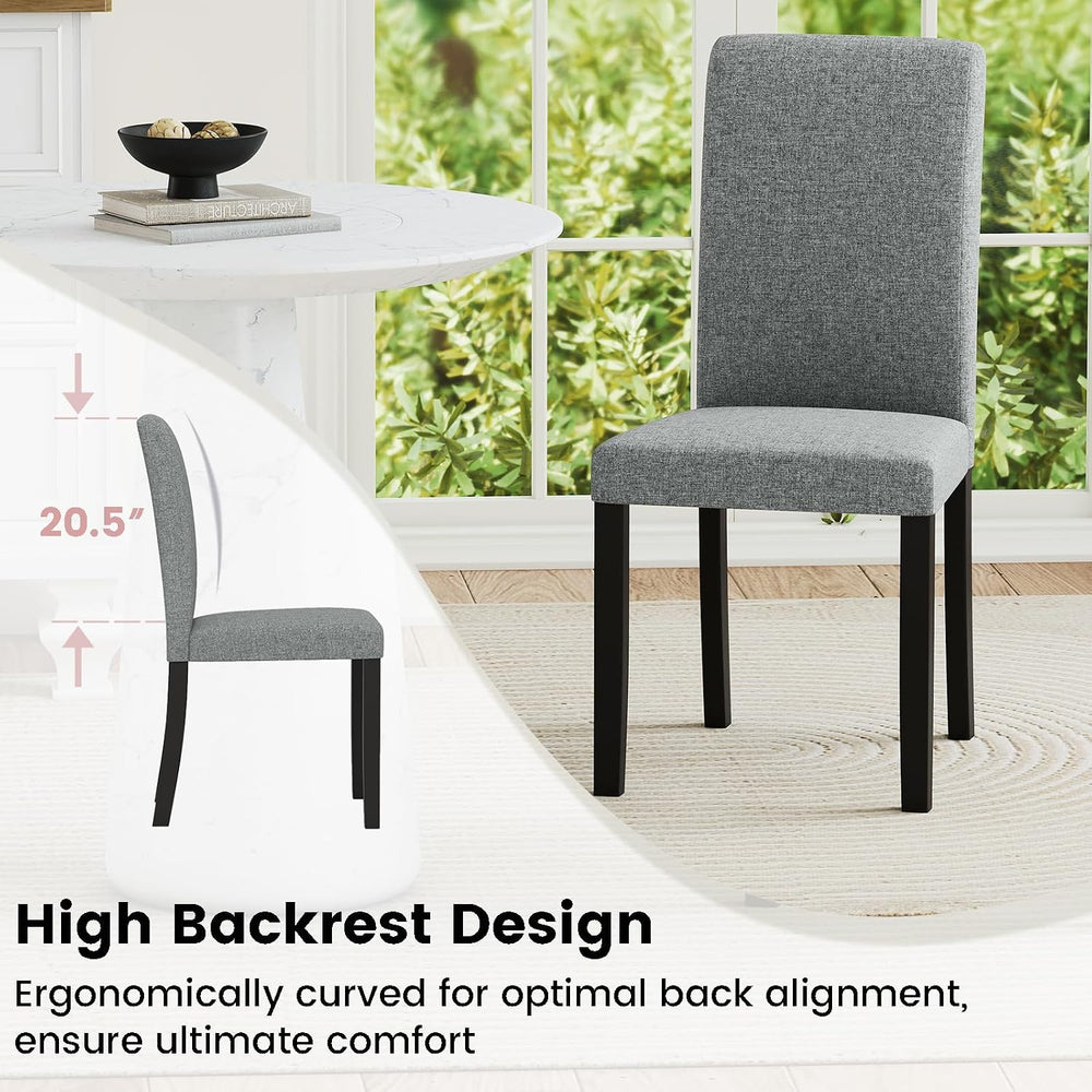 Giantex Upholstered Dining Chairs Set of 4, Mid-Century Modern Fabric Parson ...