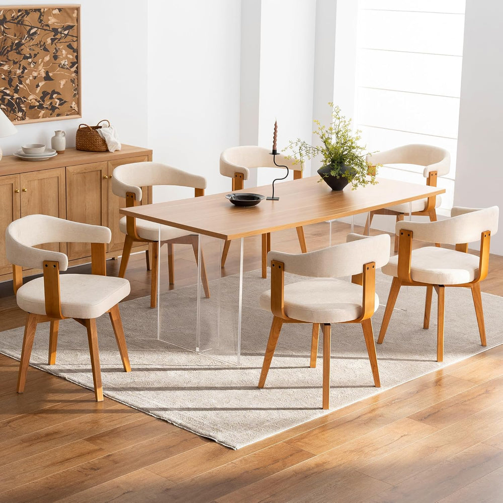 EYYTHUNG Swivel Dining Chairs Set of 2, Mid Century Modern Chenille Dining Ch...
