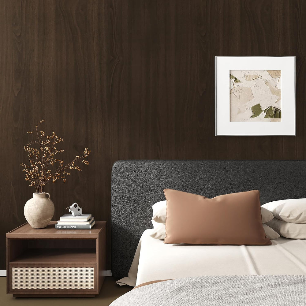 Extra Wide Dark Wood Grain Wallpaper Peel and Stick Walnut Contact Paper