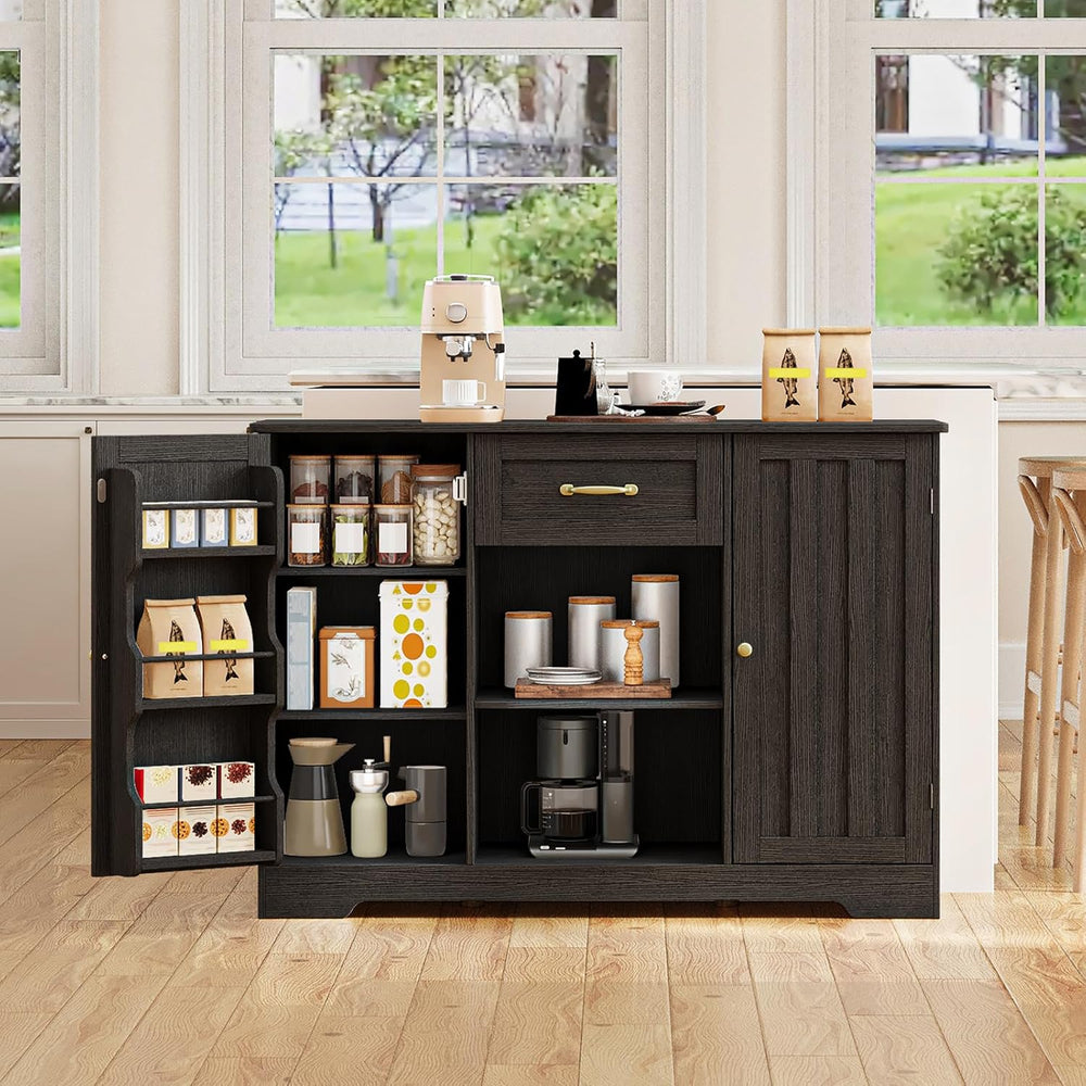 Gizoon 45" Coffee Bar Cabinet with Door and Shelves Kitchen Hutch with C...