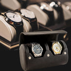 MR.OKAY 2 Watch Travel Case- Classic Leather Watch Case With Perfect Texture.Portable Watch Roll Or Organizer For Storage And Display. Luxury Gifts For Men, All Handmade by Artisans.