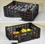 Collapsible Storage Bin Containe, 52 Liter Heavy Duty Transfer Box, 23.6" l x 15.7" w x 8.6" h Plastic Crate for Transit and Storage of Various Items
