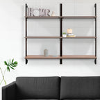 happimess MSH1000A Madera 40.55" Classic Industrial 3-Shelf Wood Wall-Mounted Open Ladder Bookcase with Metal Frame, Black