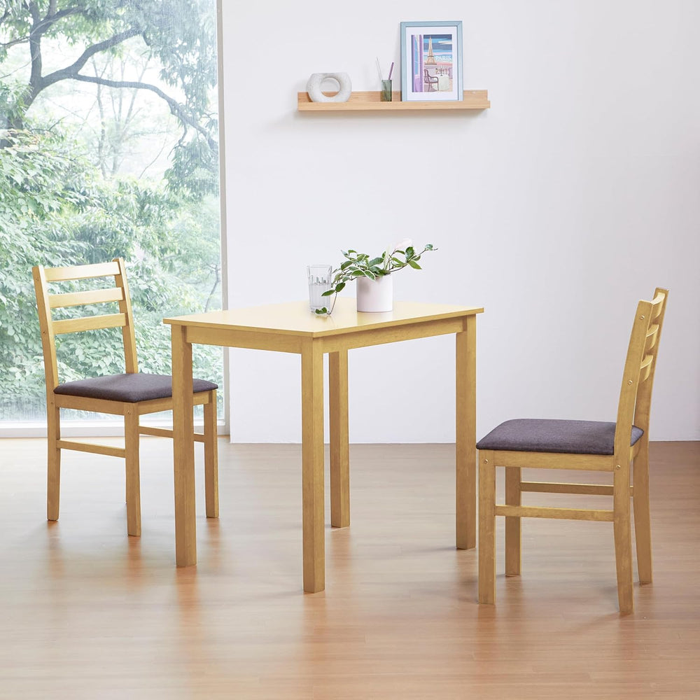 Livinia Seattle 3-Piece Wooden Dining Table Set for 2, Modern Farmhouse Kitch...