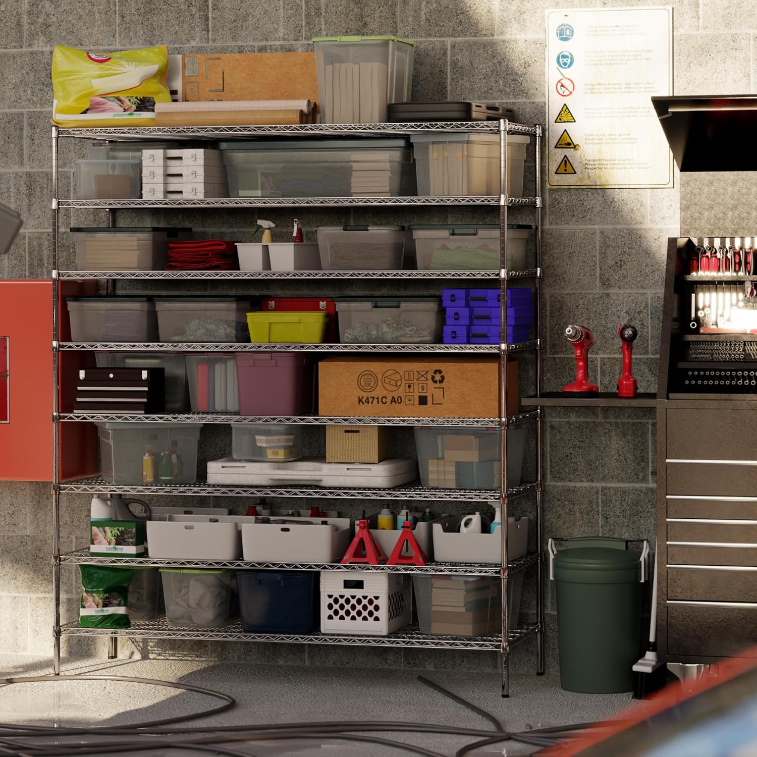 24" Deep x 72" Wide x 86" Height Wire Shelving Kit | 8-Tier | NSF Commercial Storage Rack Unit