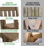 Oversized Outdoor Rocking Chair, Porch Rocker with High Back, Brown | HDPE Patio Rocking Chairs, Weather Resistant & 350lbs Heavy Duty Porch Rocker with High Back for Backyard,Garden and Balcony