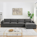 Ball & Cast Oversized Modular L Shaped Sectional Sofa W/Movable Ottoman and USB Ports,5 Seater Comfy Cloud Couch W/2 Armrest Pillows,Folding Table & Side Pocket,for Living Room,Apartment,Charcoal,130"