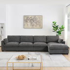 Ball & Cast Oversized Modular L Shaped Sectional Sofa W/Movable Ottoman and USB Ports,5 Seater Comfy Cloud Couch W/2 Armrest Pillows,Folding Table & Side Pocket,for Living Room,Apartment,Charcoal,130"