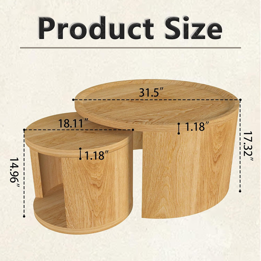 32" Anti-Slip Nesting Tables, Nesting Side Tables with Smooth Wood top, ...