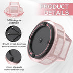 YINGHUA Metal Mesh Desk Organizer with 5 Compartments and Rotating Pencil Holder Pen and Stationery Organizer for Office Home School Anti Slip Base Pink