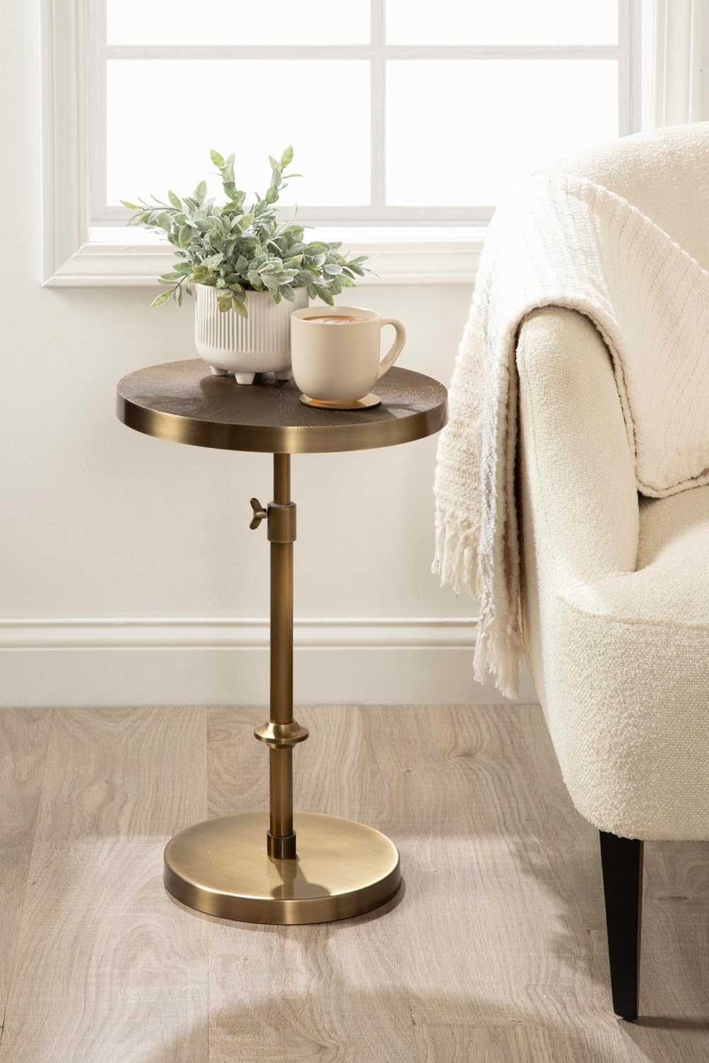 Kate and Laurel Engles Traditional Adjustable-Height Pedestal Side Table; 14 ...