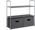 Amazon Basics Freestanding Closet Organizer with Fabric Bins, Drawers and 3 Shelves, Easy to Assemble, Grey, 32.7" x 12.2" x 31"