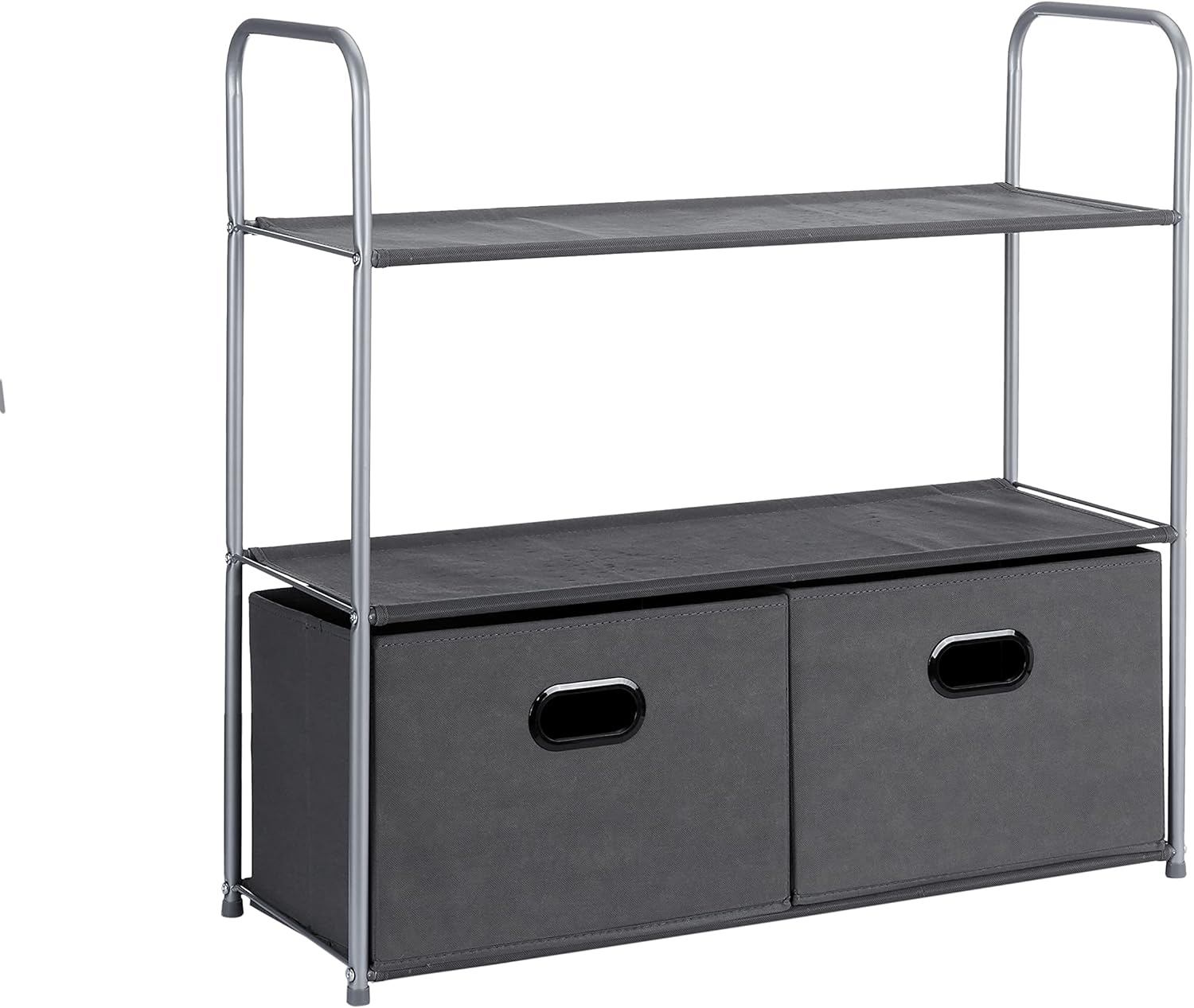 Amazon Basics Freestanding Closet Organizer with Fabric Bins, Drawers and 3 Shelves, Easy to Assemble, Grey, 32.7" x 12.2" x 31"