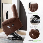 BOSMILLER Power Lift Recliner Chair with Massage and Heat for Elderly,Electric Lift Chair with USB Charging Runction and Side Pockets, Suitable for Living Rooms and bedrooms,Brown