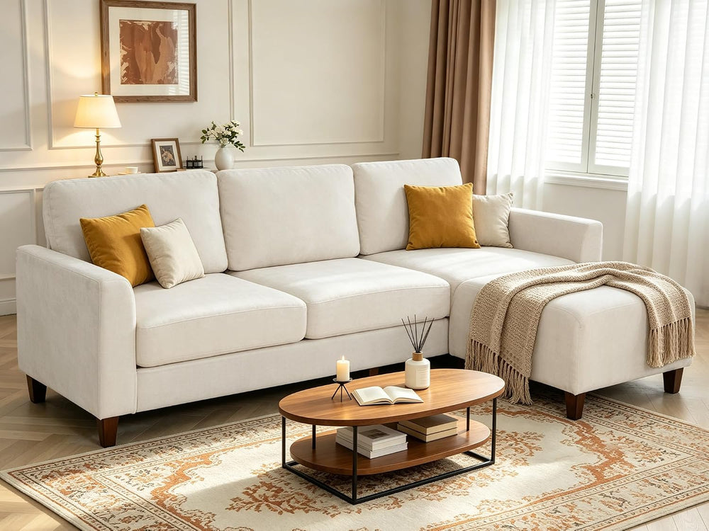 L Shaped Sectional Couch for Living Room, Modular Small Sofa with Ottoman | 9...