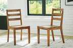 Signature Design by Ashley Dressonni Farmhouse Solid Wood Armless Dining Chair, Set of 2, Light Brown