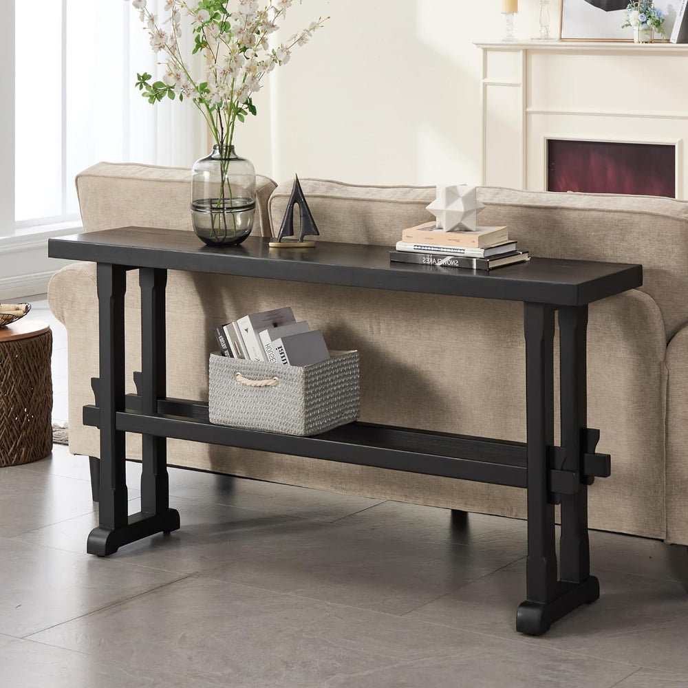 Narrow Entryway Table 59" Farmhouse Wood Long Skinny Console Table for E...