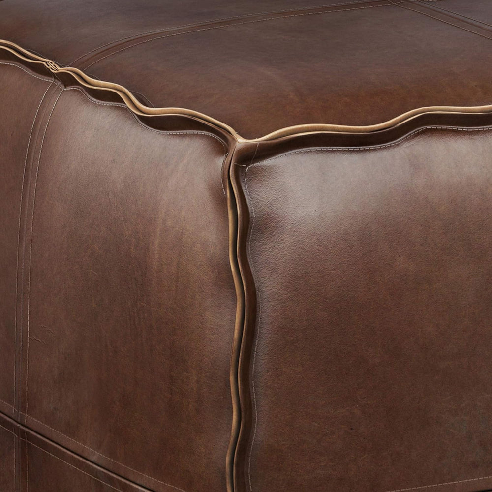 SIMPLIHOME Brody 18" Wide Square Pouf in Distressed Dark Brown Faux Leat...
