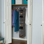 Household Essentials 10-Shelf Wide Hanging Shoe Organizer, Soft and Durable Polyester, Versatile, Breathable, Stylish, Compact, Sturdy Hooks for Rod or Wire Closets, Gray