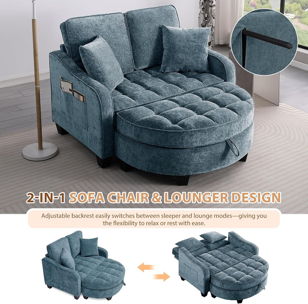 Oversized Curved Chaise Lounge Chair Indoor with Ottoman, 54.8" Cloud Re...