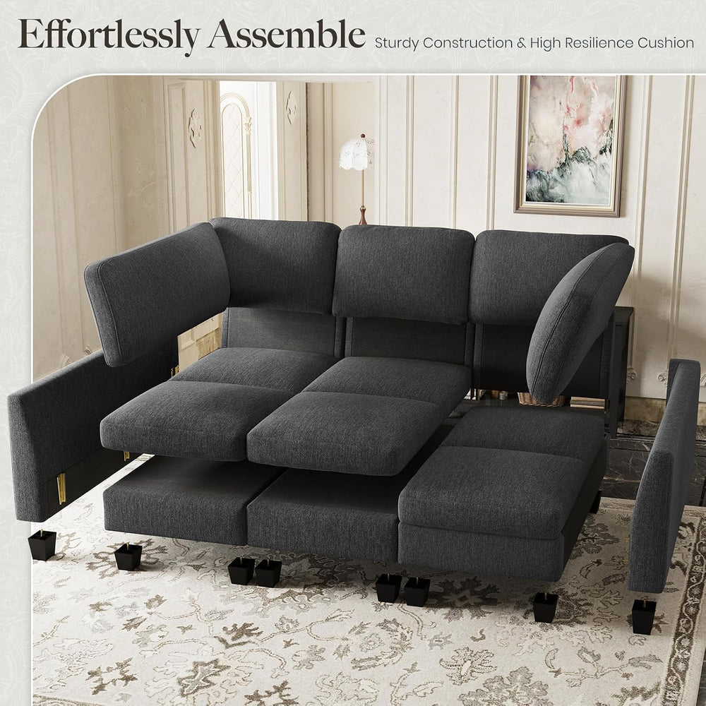 Belffin Modular Sectional Sleeper Sofa Bed with Extendable Length Deep Seat C...