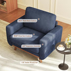 Vesgantti 38.5" Accent Chair Dark Blue, Comfy Corduroy Single Sofa Seat with Spring Cushion, Upholstered Armchair with Deep Seat, Reading Chair for Adults, Modern Sofa for Living Room, Bedroom