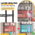 SINGAYE Shelf Closet Wire Shelving：Adjustable Metal Unit for Laundry Room Organization Bathroom Kitchen Home Storage with Wheels Pantry Rack Shelves