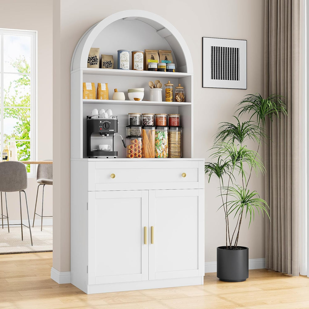 71" Tall Arched Kitchen Pantry Cabinet, Modern Kitchen Storage Cabinets ...