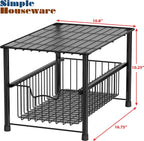 SimpleHouseware Stackable Under Sink Cabinet Sliding Basket Organizer Drawer, Black