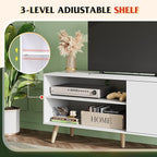 WLIVE TV Stand for 55 Inch TVs, Entertainment Center with Storage Cabinet, Mid-Century TV Stands for Living Room and Bedroom, 50" TV Console, White