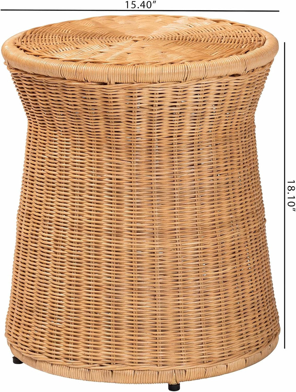 Bali & pari Caroline Round Natural Rattan End Table – Handwoven Wicker Dr...