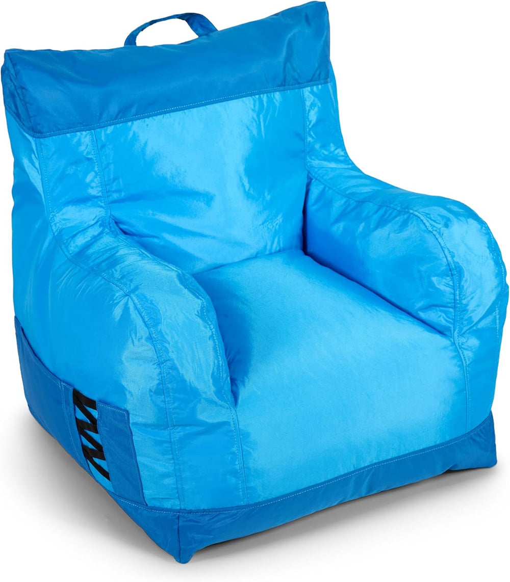 Big Joe Dorm Bean Bag Chair with Drink Holder and Pocket, Two Tone Blue Smart...