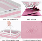 HomeHacks 2 Pack Large Laundry Baskets, Waterproof, Freestanding Laundry Hampers, Collapsible Clothes Hamper with Reinforced Handles in Laundry, College Dorm, Bathroom, Bedroom (Pink, 88Lx2)