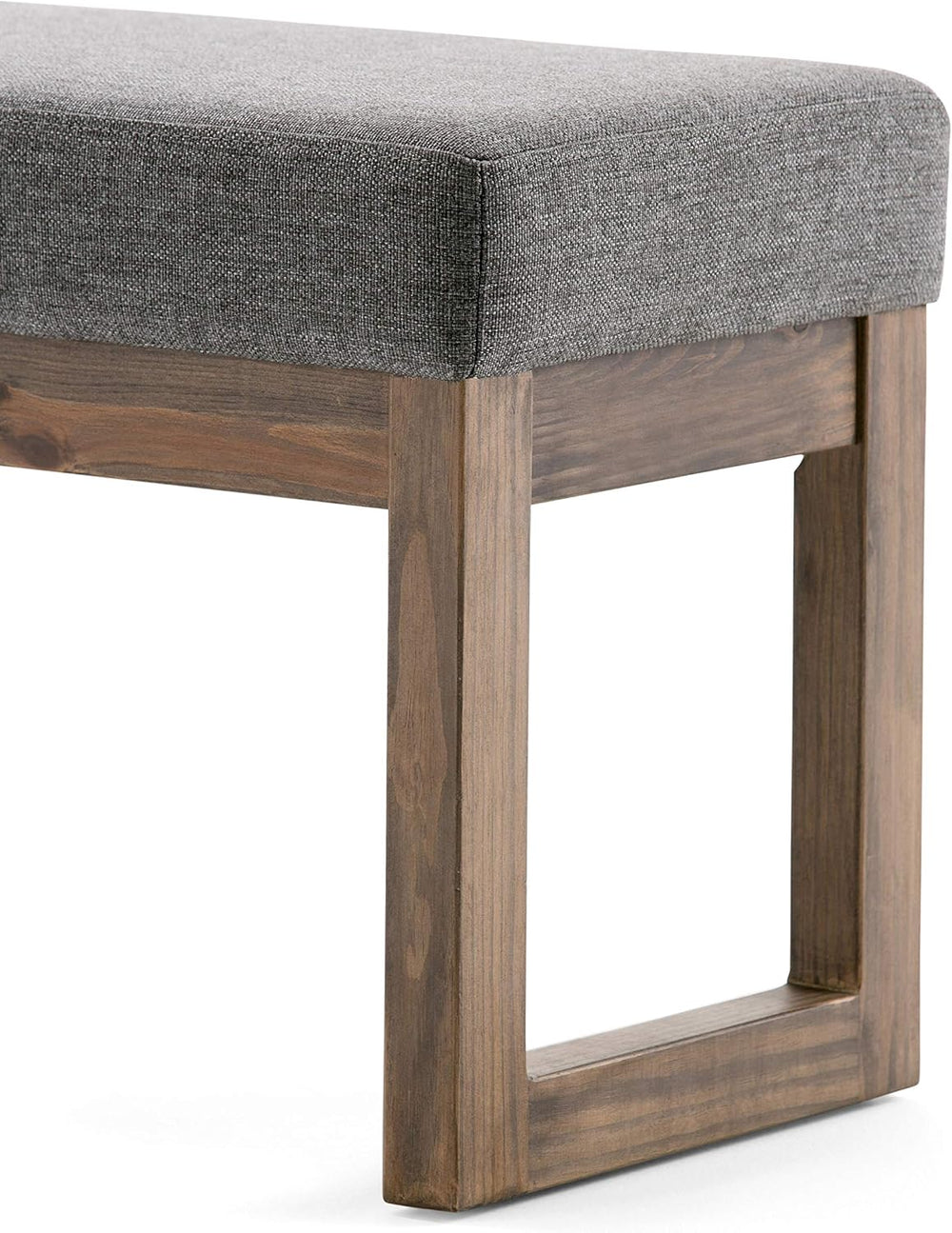 SIMPLIHOME Milltown 27" Wide Linen Look Rectangle Ottoman in Grey | Cont...