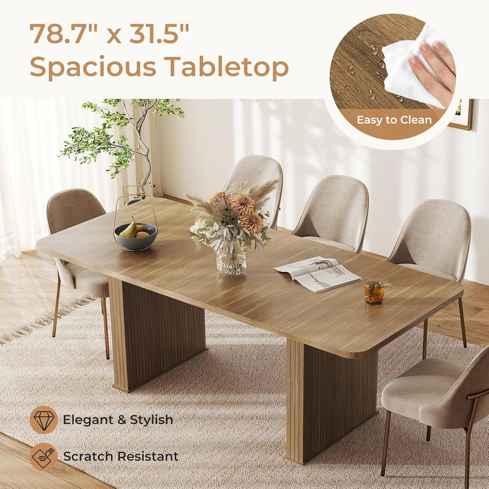 Zevemomo 63"-78.7" Expandable Dining Table, 6-10 Farmhouse Kitchen ...
