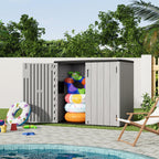 KINYING Outdoor Horizontal Storage Sheds,37 Cu.ft Outdoor Storage Cabinet Waterproof Resin Tool Storage Box for Lawn Mower,Garden Tools and Patio Furniture, Lockable (Grey)