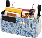 Ink Blue Turtles Fish Crabs Bedside Caddy for Dorm Bed Bedside Hanging Caddy Bag Iron Frame Storage Organizer Pocket for Bunk Home College Hospital Beds 2 Hooks