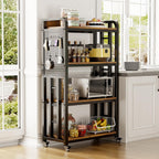 Bakers Rack with Power Outlet,bakers rack with storage,microwave cart | Microwave Oven Stand with Storage 4 Tiers,With pegboard Bakers Racks,bakers rack with storage,for Kitchen,Coffee Bar