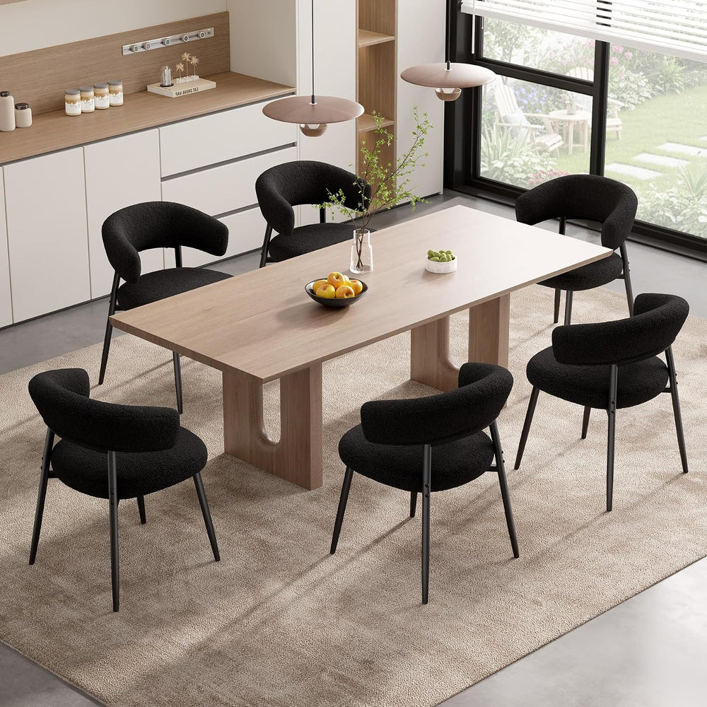 Dining Chairs Set of 6, Mid Century Modern Kitchen Chairs, Boucle Upholstered...
