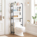 Spirich Over The Toilet Storage Shelf, 3-Tier Over Toilet Bathroom Organizer, Space-Saving Above Toilet Storage Shelf Rack with Bamboo Frame, Gray