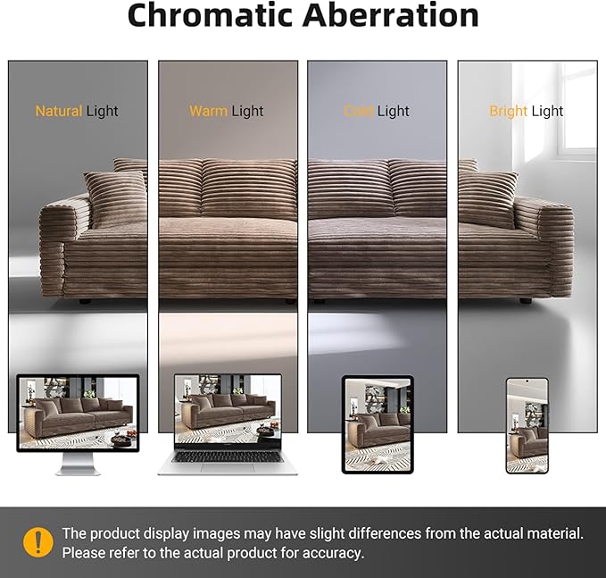 KEIKI 102.4" Sectional Couches, Modern Comfy Upholstered Sofa Cloud Couch, Deep Seat 4 Seat Sofa Set with Soft Pillows and Movable Ottoman for Living Room, Apartment, Office, Camel