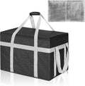 XXXL Insulated Food Delivery Bag with Removable Hard Bottom, Reusable Insulated Grocery Bag for Hot and Cold Food, Catering Cooler for Doordash, Warmers, Parties (Black,1 Pack)