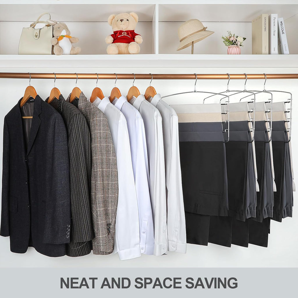 TOPIA HANGER Pant Hangers Space Saving 3 Pack Yoga Pants Leggings Hangers for Closet Non Slip 5 Tier Swing Arm Hanger Organizer for Pants Yoga Pants Leggings Trouser Jeans Slack - CT49B