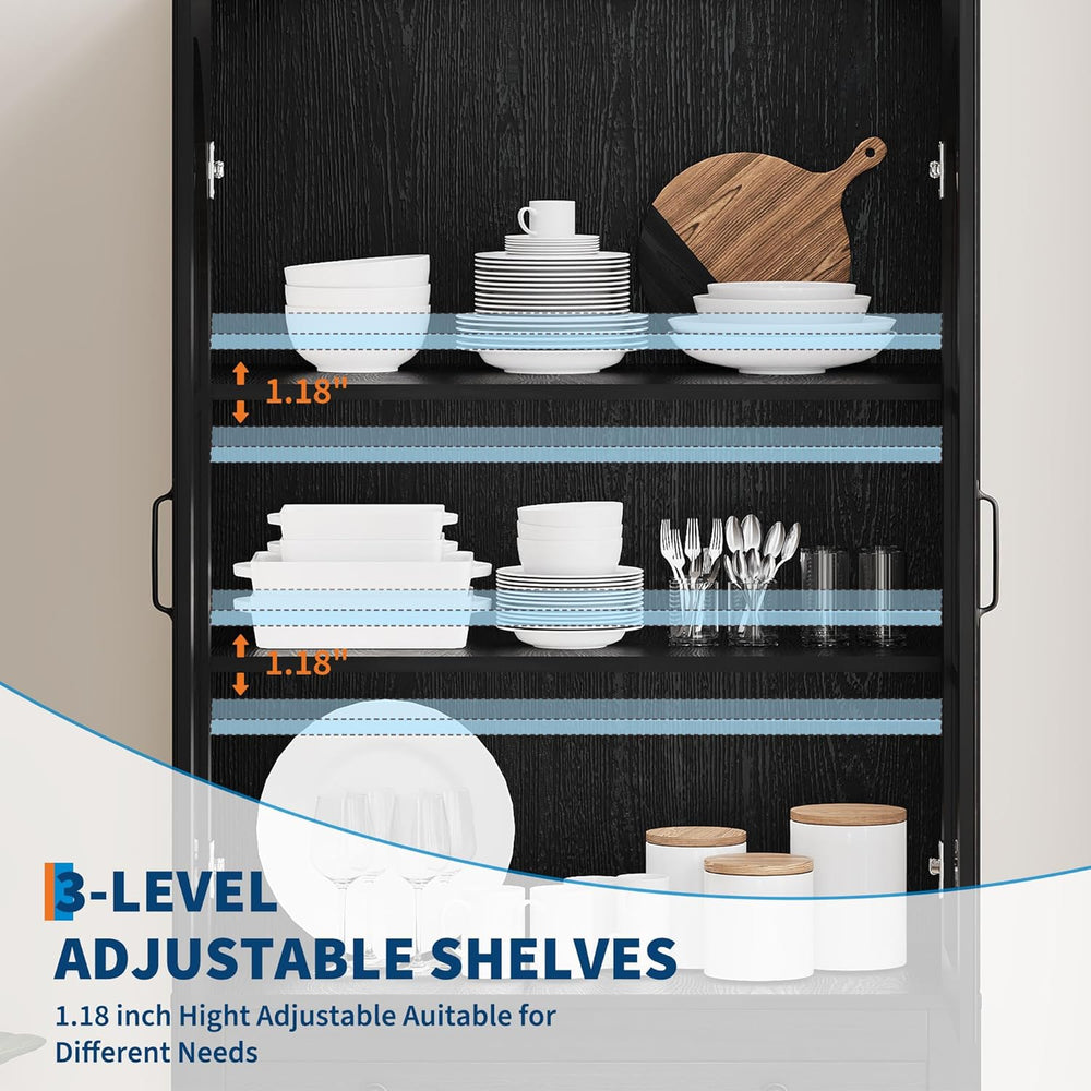 IDEALHOUSE 71.9" Tall Storage Cabinet with 30mm Thickened Board, Tempere...