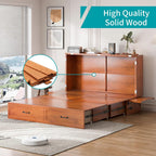 BALUS Queen Murphy Bed with Mattress Included, Chest Murphy Bed -Cherry | Tri-Fold Mattress, USB Charing Station, Spacious Drawer, Space Saving, Queen Bed Frame