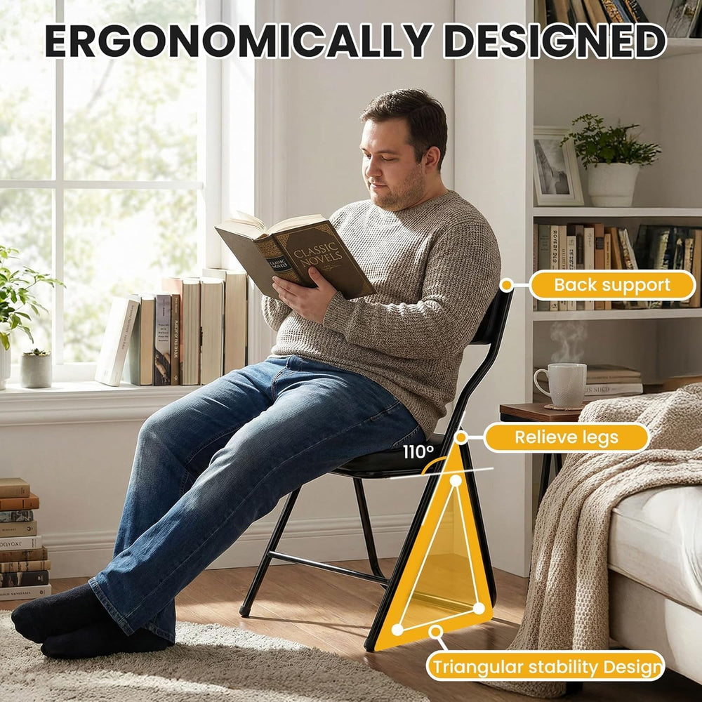 2 Pack Padded Folding Chairs with Cushion & Back for Home Office