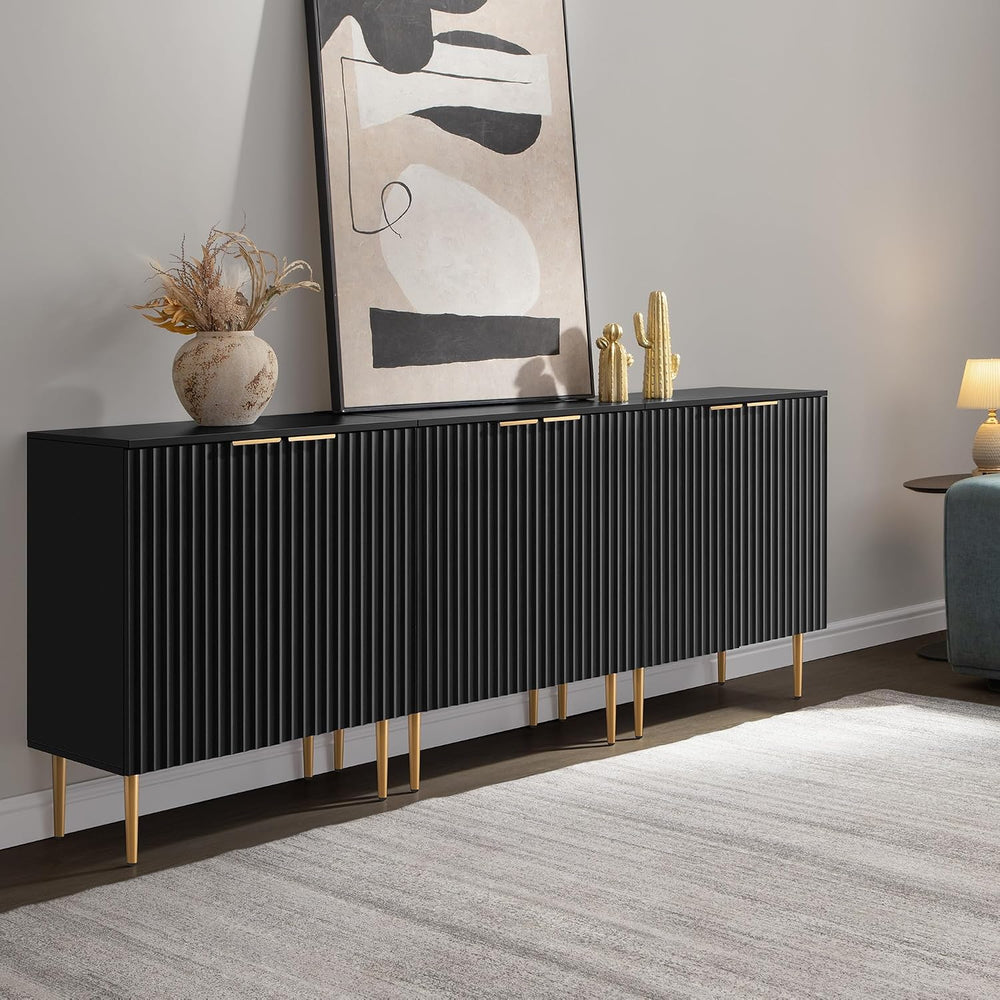 SICOTAS 57"W Modern Sideboard Buffet Cabinet with Adjustable Shelves, Black