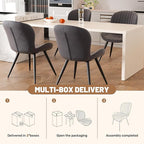 Nalupatio Dining Chairs Set of 4, Modern Dining Room Chairs Comfy Backrest Thick Upholstered Kitchen Chairs 19IN Height with Metal Legs Dark Grey