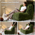 ovios Bean Bag Chair for Adult, Giant Beanbag with Plush Faux Fur, Comfy Large Big Lounger Floor Lazy Chair for Indoor Fireside Living Room Bedroom Dorm, Green
