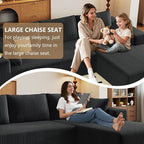 96" Modular Sectional Couch, Boneless L Shaped Cloud Sofa with Chaise Lounge, Corduroy Upholstered Couches Memory Foam Deep Seat, No Assembly Required, Ideal for Living Room(Black, Right Facing)